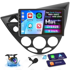Roinvou 2+64G Android Radio Dash Kit for Ford Fiesta 1995-2001/Focus 1998-2004, 9" Touchscreen CarPlay Android Auto with HiFi GPS Navigation Bluetooth WiFi FM RDS Radio Backup Camera