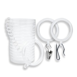 BlastHome® Luxury Curtain Rings – Premium Acrylic – Pinhooks and Clips Included – 1 1/2" Inside Diameter – Signature Collection, 18 Rings for Two Standard Curtains – Clear Acrylic