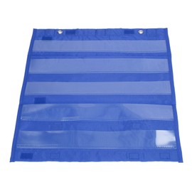 Magnetic Pocket Chart, Classroom Hanging Pocket Chart, 5 Rows Transparent Pockets Schedule Pocket Chart for Home School (Blue)