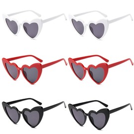 ZPLASK 6 Pcs Heart Sunglasses, Red Heart Sunglasses, Novelty Fashionable Vintage Heart Glasses for Protection Eyewear, Retro Heart Shaped Sunglasses for Women Men Kids Summer Party Outdoor