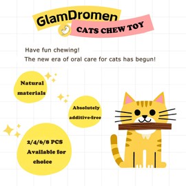 GlamDromen Natural Silvervine Sticks Cat Toys, Catmint Silvervine Blend Sticks, Catnip Kittens Chew Toys Teeth Cleaning (4 Pack)