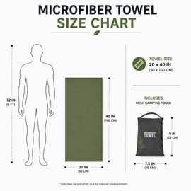 Quick-Dry Microfiber Travel Towel – Ultra Absorbent, Lightweight, Compact Sports Towel with Carry Bag for Beach, Gym, Camping, Hiking & Swimming