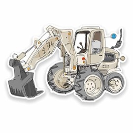 2 x 30cm/300mm Construction Digger Vinyl Sticker Decal Laptop Car Travel Luggage Label Tag #9536