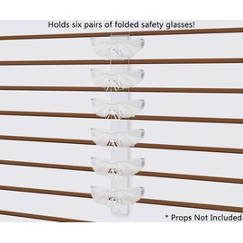 Marketing Holders Slatwall Eyewear Holder Clear Acrylic Sunglass Display Rack 6 Pair Eyeglasses Slotted Wall Organizer for Retail Eyewear Stores and Optometrists Offices No Assembly