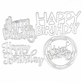 4 Set Die Cuts for Card Making Happy Birthday Cutting Dies Card Making Supplies DIY Die Cutters Cut Stencils for DIY Scrapbooking Photo Album Paper Decorative Craft for Greeting Cards Invitation