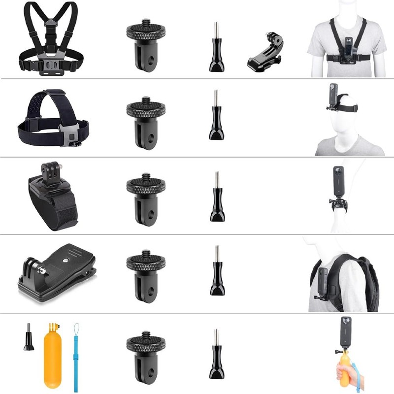 YEHOLDING Action Cam Mount Kit for Insta360 X4/X3/X2/Ace Pro/Ace, Backpack