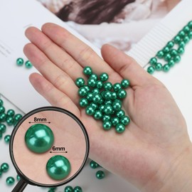 Angzhia 2200 Pcs Undrilled Holeless ABS Faux Pearl Beads for Vase fillers, No Hole Round Pearls for Cosmetic Boxes, DIY Parts, Table Scatter, Wedding, Birthday Party Home Decorating (Dark Green, 6mm)