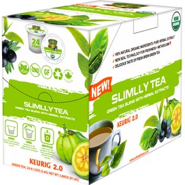 SOLLO Infused Organic Slimlly Green Tea, Single Serve Pods, Compatible With 2.0 K-Cup Keurig Brewers, 24 K-cup