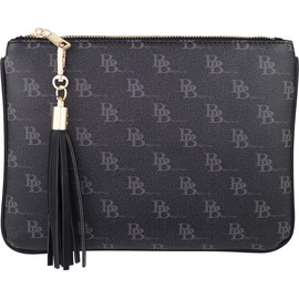 B BRENTANO Bolsa de embrague vegana con detalle de borla, MB Negro, Small