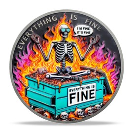 ACGZQY Skull Dumpster Fire Coin - Creative Colorful Dumpster Fire Challenge Coin Encouragement Token Inspirational Hilarious Coins The Strongest Steel is Forged Medallion Motivational Gift