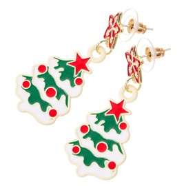 PACKOVE 1 Pair Christmas Tree Earrings for Women Fun Holiday Dangle Jewelry for Xmas Parties and Festive Occasions Unique Christmas Accessories