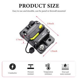 DXNQ 60 Amp Car Circuit Breaker, 12V-48V DC Waterproof AMP Breaker with Manual Reset Switch, Resettable Inline Fuse Holder for Cars Motors Marines and RVs, Car Accessories