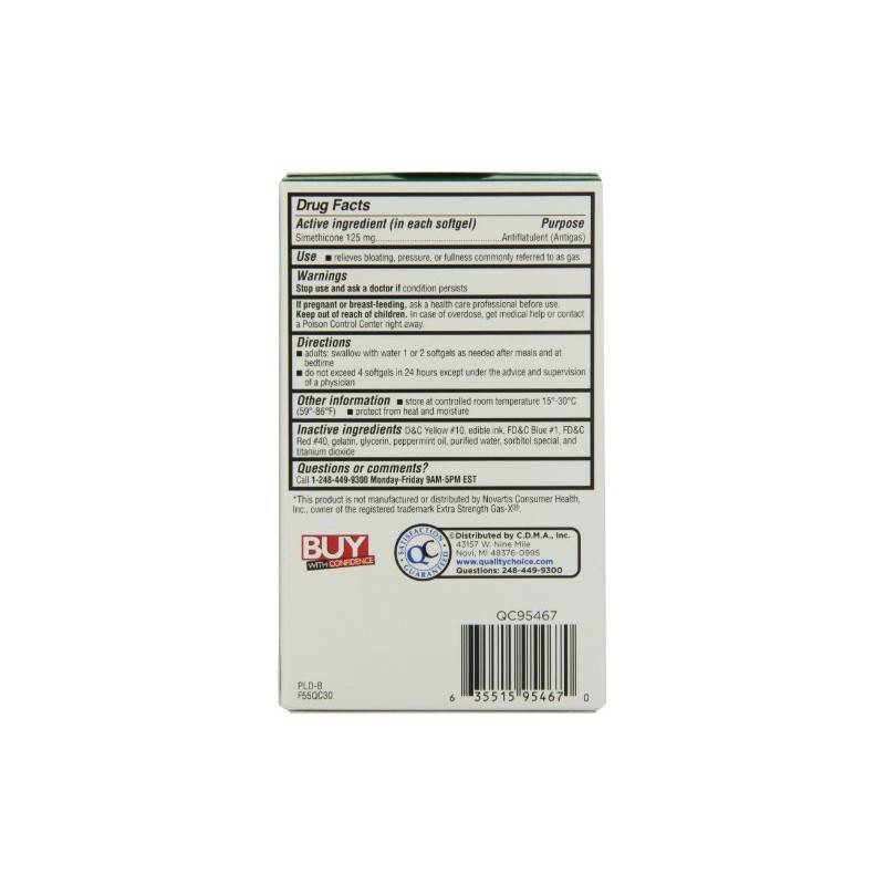 Quality Choice Extra Strength Gas Relief Simethicone 125mg. Softgel 30