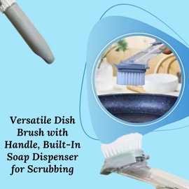 D&S* MART Soap Dispensing Dish Brush, Kitchen Brush for Pot Pan Sink Cleaning, Kitchen Utensils Scrubbing Brush with Handle -