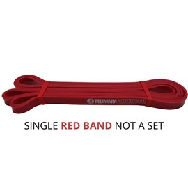 MummyStrength Resistance Bands for Men and Women. The Best Stretch Band for Pull Up Exercise and Powerlifting. Works with Any Pull Up Bar or Station. Single Band. Workout Guide Included (Red)