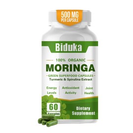Organic Moringa Capsules 1000mg - Antioxidant Superfood for Energy & Metabolism Support, Immune Boost, Vegan, Non-GMO, 60 Plant-Based Capsules (2-Month Supply) (1)