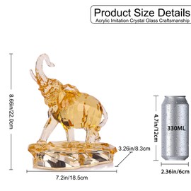 VylbCove Acrylic Clear Elephant Figurines Crystal Glass Finish, High End African Statues for Home Decor, Elephant with Trunk up, Large Elephant Statue Sculpture, Lucky Elephant Gifts（with lamp）