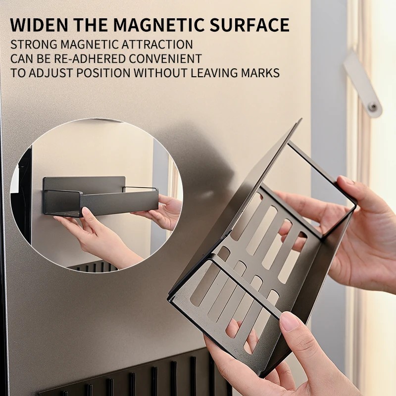 2-Piece Set Stainless Steel Magnetic Seasoning Storage Rack Kitchen Refrigerator