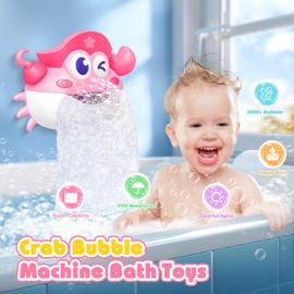 Bath Toys,Crab Baby Bath Toys Light Up Bath Bubble Machine with Colourful RGB Light Great Birthday Gift for Boys and Girls Toddler Toy for Kids Ages 1-3 4-8