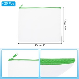 PATIKIL Sublimation Makeup Bags, 25 Pcs 9 x 7 Inch Canvas Heat Transfer Blank Cosmetic Bag Pouch Pencil Case for Travel DIY Crafts Gift Women, White Bags with Green Zipper