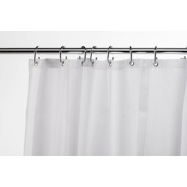 Croydex Plain White Textile Curtain with Hygiene 'N' Clean, 2000 x 2000mm