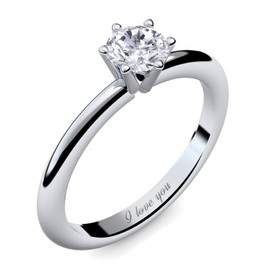 Engagement Ring for Women Sterling Silver 925 | Proposal Promise Rings Zirconia Stone like Diamond | I Love You Engraving | Will You Marry Me Gift for Her Girlfriend Ladies Fiancé Size Q 1/2 58