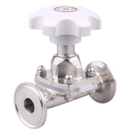 DERNORD Sanitary Diaphragm Valve Silicone Seal Stainless Steel 316L, 1.5” Tri Clamp Valve (3/4 inch Tube OD)