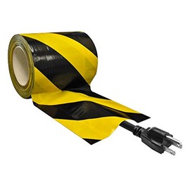 Electriduct Tunnel Tape with Non-Adhesive Center Channel Path for Cable Management Gaffer's Tape 3" x 25 Feet (8 Yards) Black/Yellow High Visibility Safety Stripe