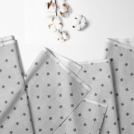 Bacati - 100 Percent Cotton Muslin (Nursing Scarf, Grey Plus/Cross)