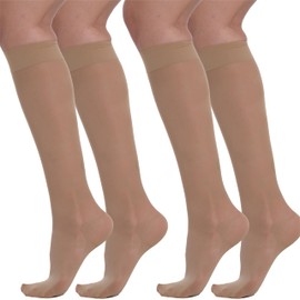 BeOnTop Compression Stockings Women's 70 Denier Knee Socks 17-18 mmHg, Support Stockings Women's Comfort Support Line Compression Socks, Socks Women by Gambetti - Made in Italy, medium nude 2 pc