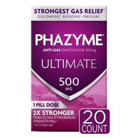 Phazyme Ultimate Gas & Bloating Relief Simethicone 500mg, Anti-Gas, 20 Fast Gels