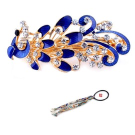 Nc coeus Barrette, Large Aceti Material, Tortoise Shell Style, Women's Hair Clip, Simple, Hair Accessory, Hair Accessory, Hair Accessory, Wedding, Kimono, Bridal, Big, Hair Clip, Elegant Peacock (blue