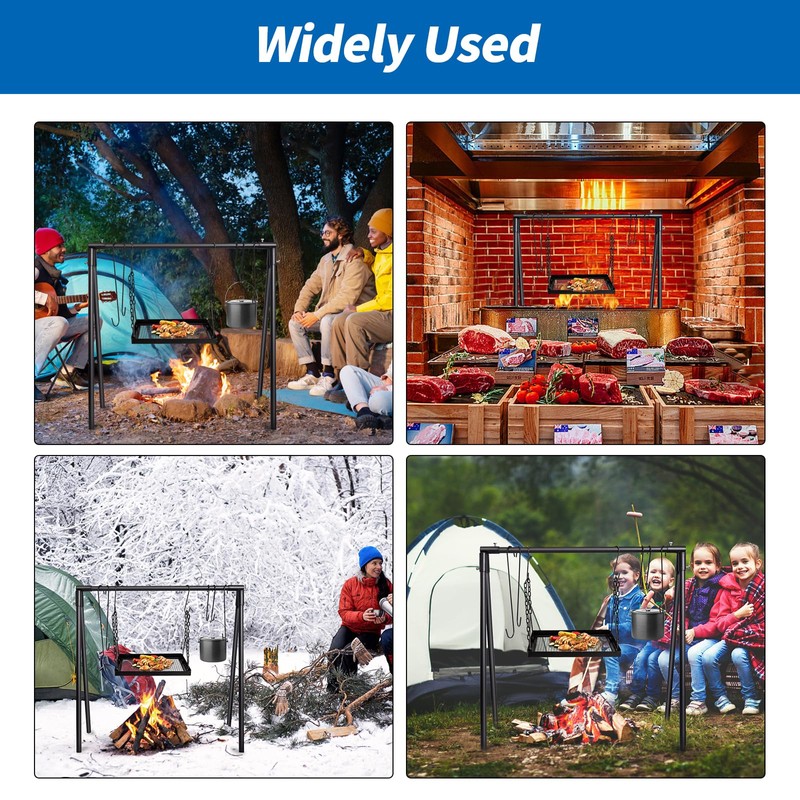 HONYTA Campfire Swing Cooking Grill Stand, Collapsible Campfire Cooking Rack