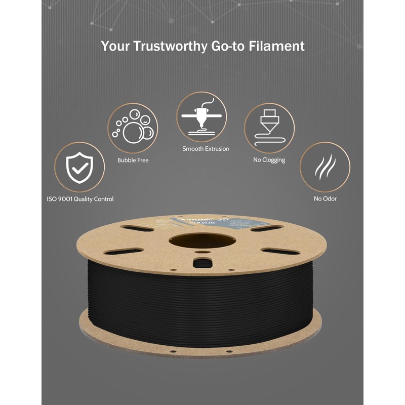 DURAMIC 3D PLA+ Filament 1.75mm 1Kg Black, PLA Plus Filament