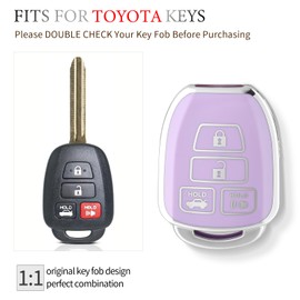 OFFCURVE Key Fob Cover for Toyota, Car Key Case for Toyota Corolla 2014 2015 2016 2017 2018 2019 Camry 2014-2017 Tacoma 2016-2018 Car Smart Key Accessories Holder Protector, Purple