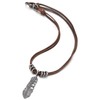 COOLSTEELANDBEYOND Feather Pendant Necklace, Retro Style Men's Women's Leather Necklace,