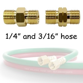 Uenede Welding Hose Extension Coupler, 9/16"-18 LH&RH for Oxygen Acetylene Torch Twin Hose Repair Adapter Set