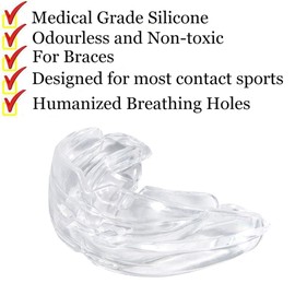 (Colorless) - GuardTians Mouth Guard,Double Braces Mouthguard,Football Mouth Guard Sports,No Boiling Required,Premium Quality Teeth Protection - Adult/Youth