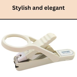 Nail Clipper with Magnifier for Seniors, Nail Cutter with Magnifying Glass, Nail Clippers with Magnifying Glass for Elderly Heavy Duty (White)