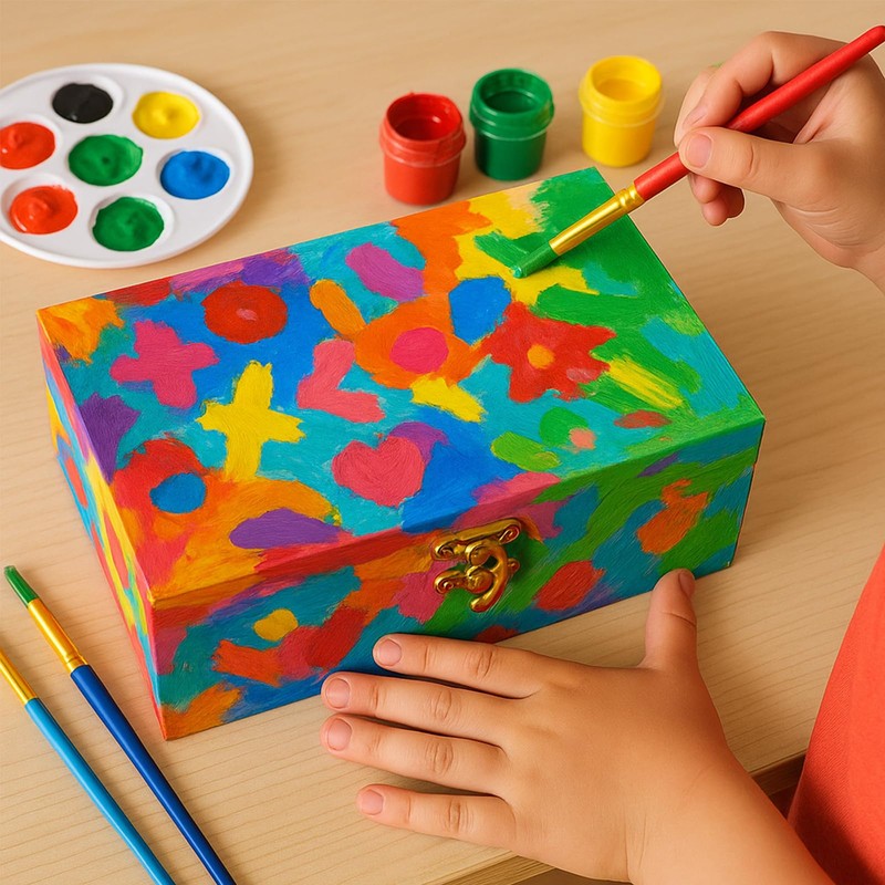 Unfinished Wood Box with Hinged Lid 1 Pack - 10.6"