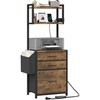 HIGDBFE 3 Drawer File Cabinet with Charging Station, 45''H, 3-Tier