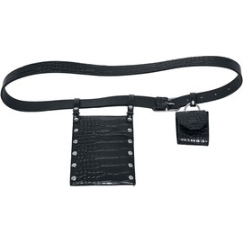 Urban Classics Unisex Belt with 2 Belt Pockets Made of Faux Leather, Crocodile Leather Look for Men and Women, Croco Synthetic Leather Belt with Pouch, Length 105 cm or 125 cm, black / silver