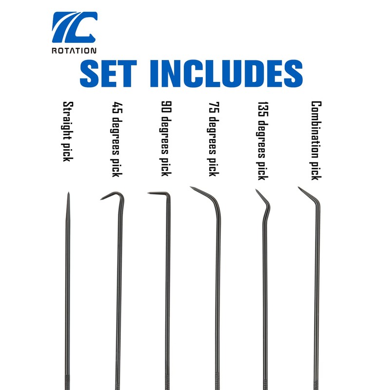 ROTATION Extra Long Precision Hook and Pick Set, 6-Piece Set,