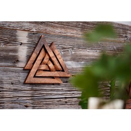 Windalf Valknut Handmade Wall Decoration 24 cm Viking Wotans Knot Odin Decorative Wall Relief Wood