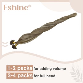 Fshine U Tip Human Hair Extensions Chestnut Brown to Platinum Blonde U Tip Fusion Hair Extensions Prebonded Human Hair Extentions 20 Inch K Tip Extensions 1g/Strand 50g/Pack