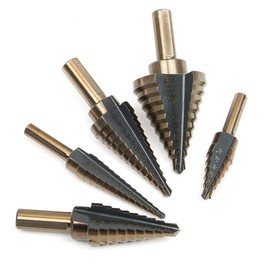 Malayas 5PCS Large High Speed Steel Cobalt Multiple Hole 50 Sizes Step Drill Bit Set for Cutting Holes in Steel, Aluminum, Copper, Stainless Steel, Brass, Plexiglass, Wood and Laminates