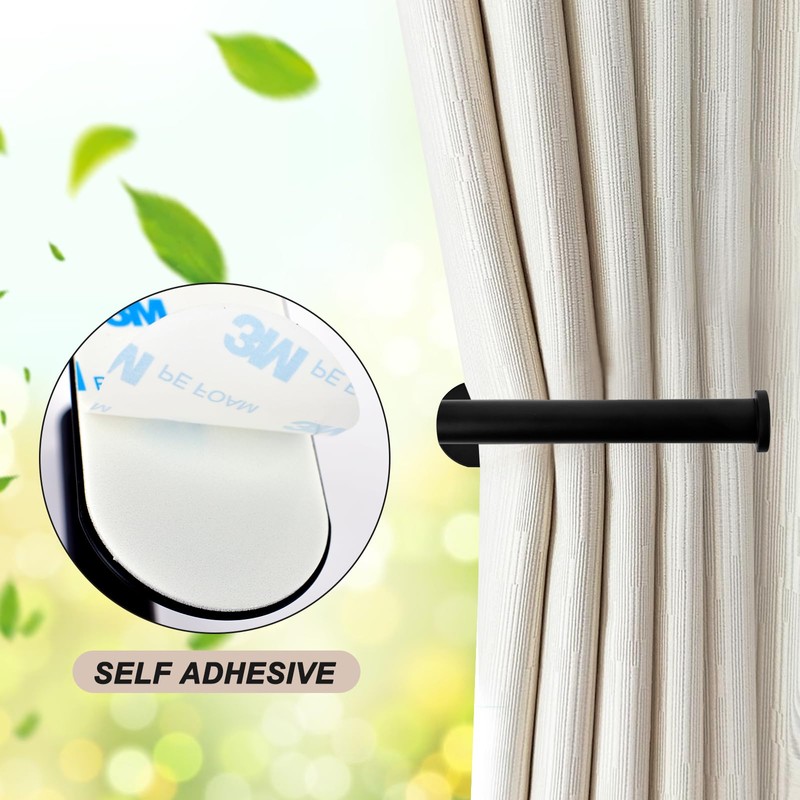 2 Pack Adhesive Metal Curtain Hooks and Tiebacks - No