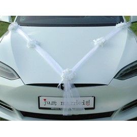 Wedding Wreaths Bride Couple Rose Decoration Car Decoration Wedding Car Decoration Garland Car ® Car Decoration (White 2)