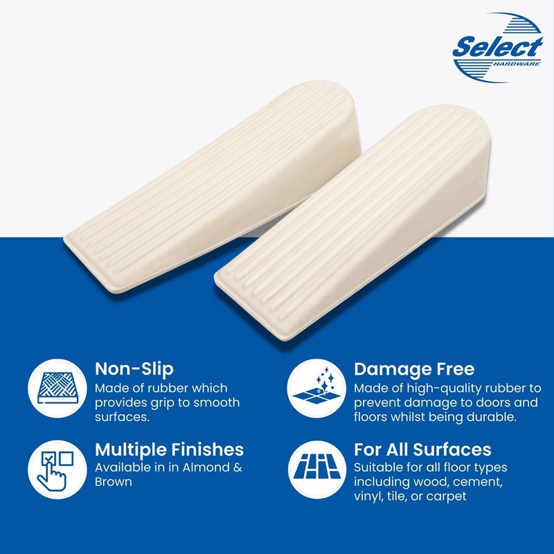 Select Hardware Door Stop, Wedge, Anti Slip Door Holder, Rubber,
