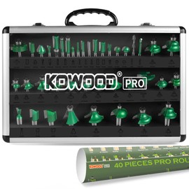 KOWOOD Pro Router Bits Sets of 40 Pieces 1/4 Inch Shank and 1/2 Inch Shank, Professional Woodworking Tools